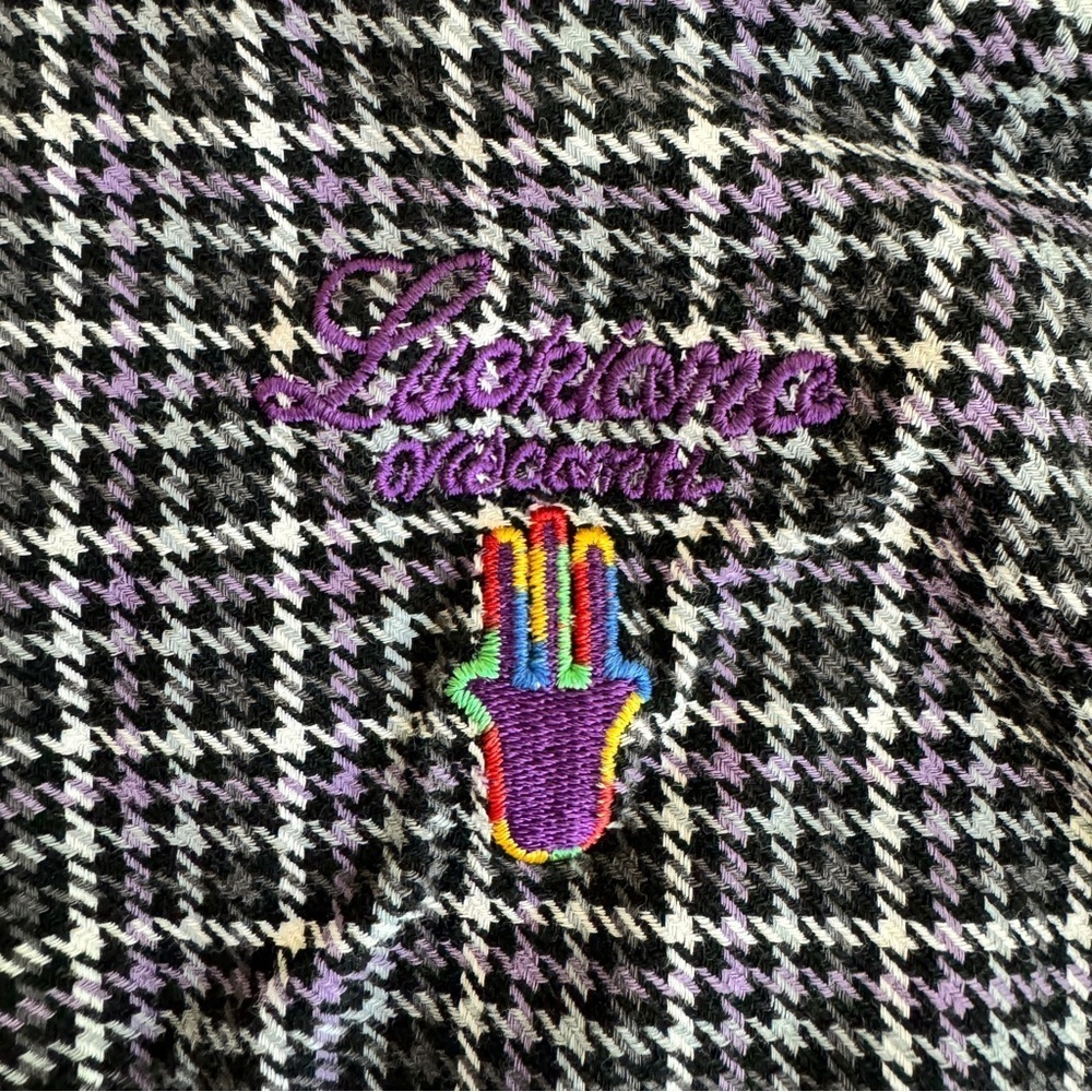 Luchiano Visconti Purple Black Houndstooth Plaid Favorite Shirt Mens Size L - Picture 10 of 14